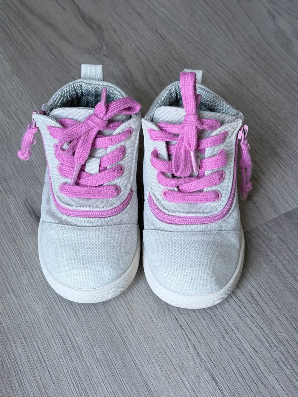 Billy Footwear High-Top Canvas Sneakers - Gray with Pink Accents (8)
